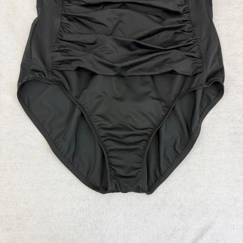 Trimshaper Swimsuit‎ Women 18 Black One Piece Ruched Tummy Control Adjustable